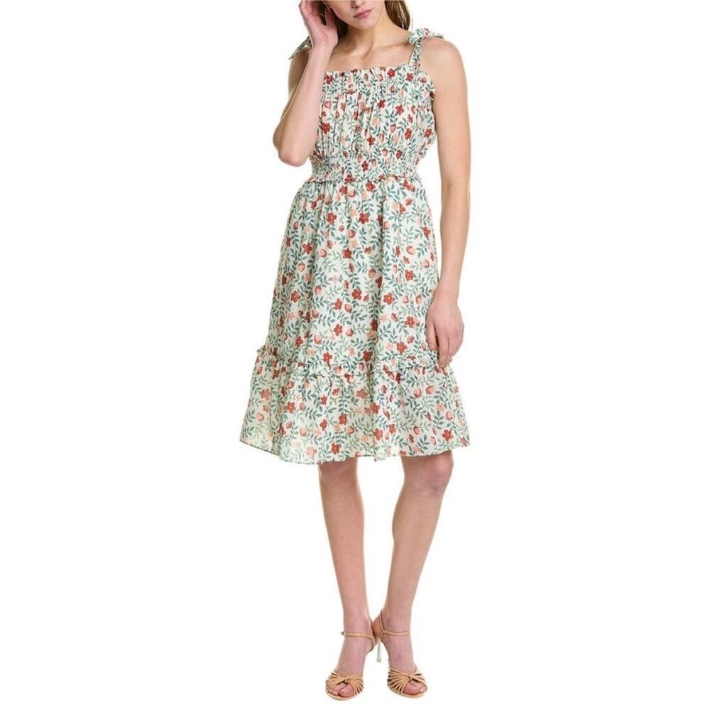 Draper James Taylor Smocked Waist Dress XS NWT Strawberry Floral Cotton - Picture 11 of 11